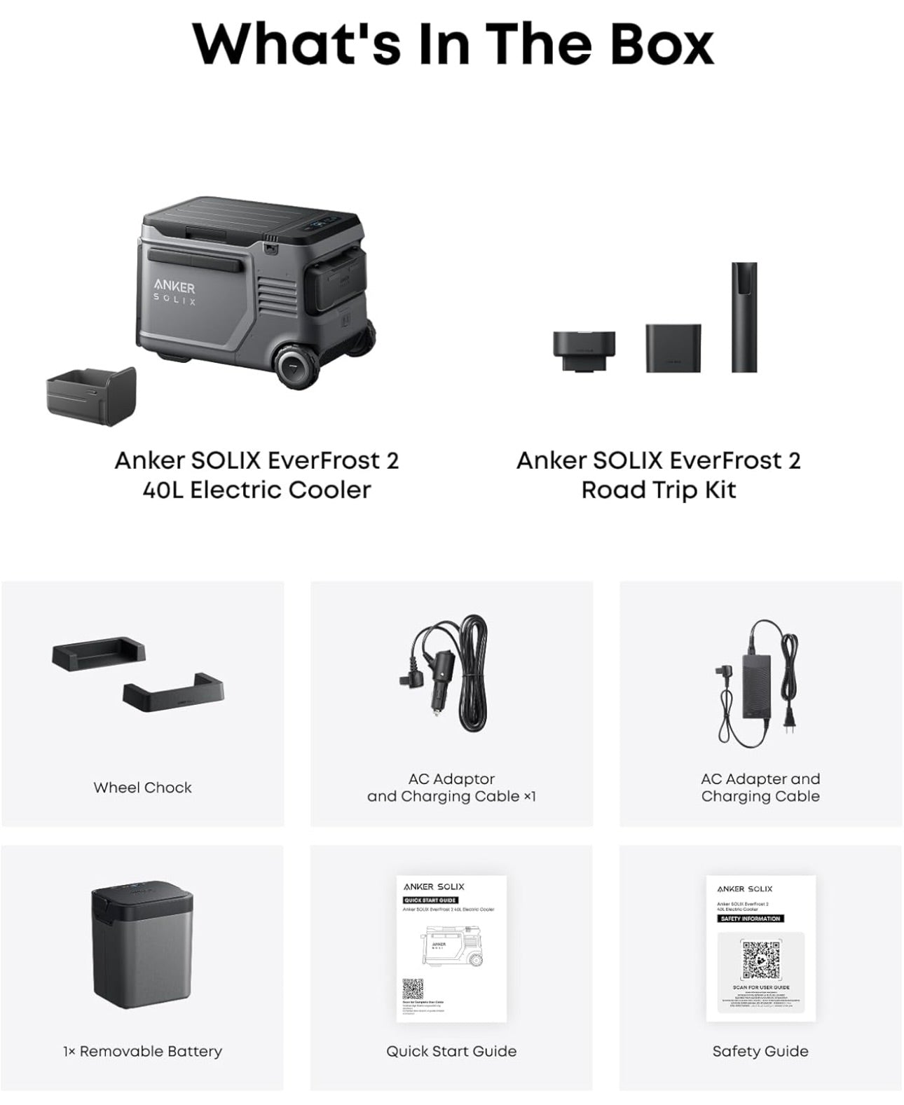 Anker SOLIX EverFrost 2 40L Cooler with Road Trip Kit, 42 qt Car Electric Cooler with 288Wh