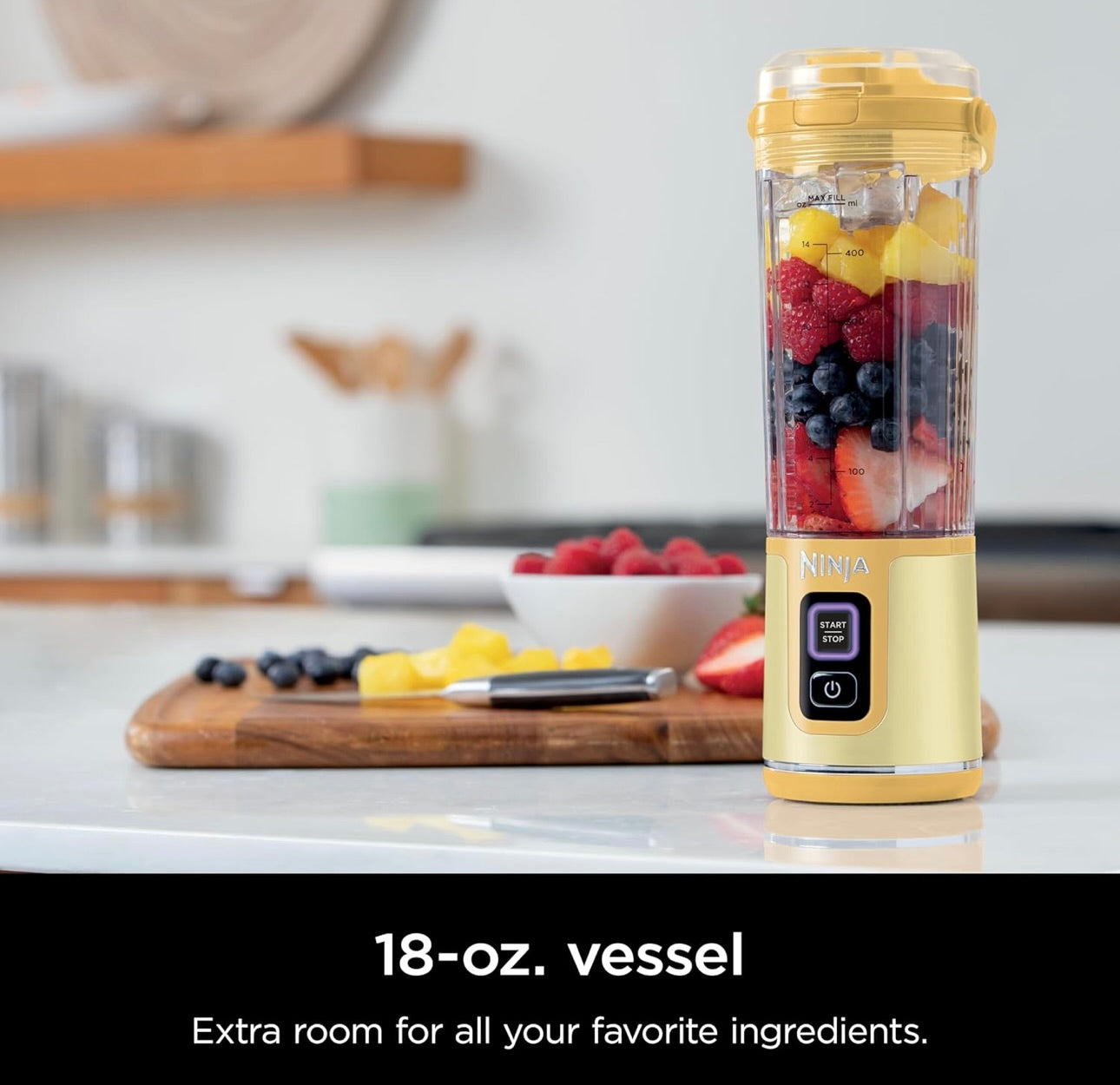 Ninja Blast Portable Blender, Cordless, 18oz. Vessel, Personal Blender BPA Free, Leakproof-Lid and Sip Spout, USB-C Rechargeable, Dishwasher Safe - Lemon Meringue (BC151LB)