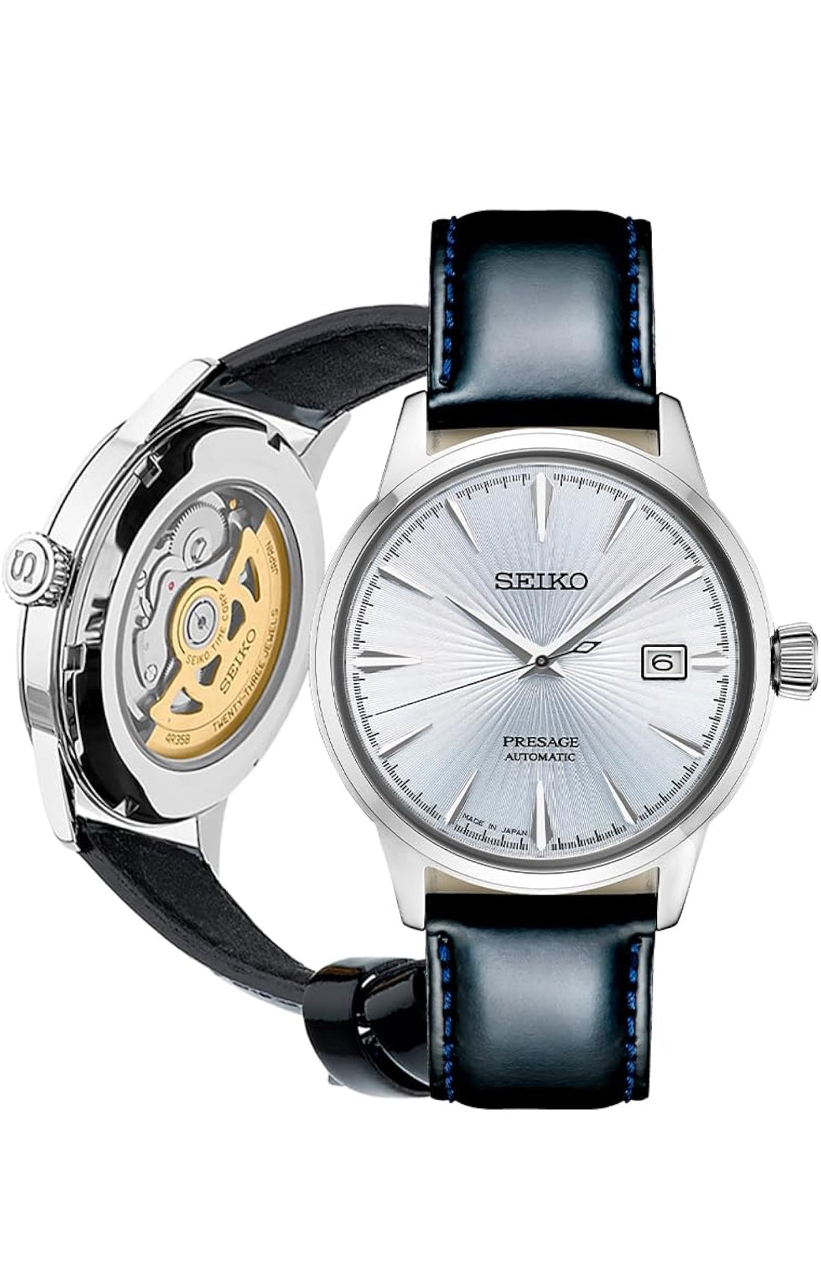 SEIKO Outomatiese Horlosie vir Mans - Presage Cocktail Time - Patroon met Goue Syfers en Datumkalender, 50m Waterbestand