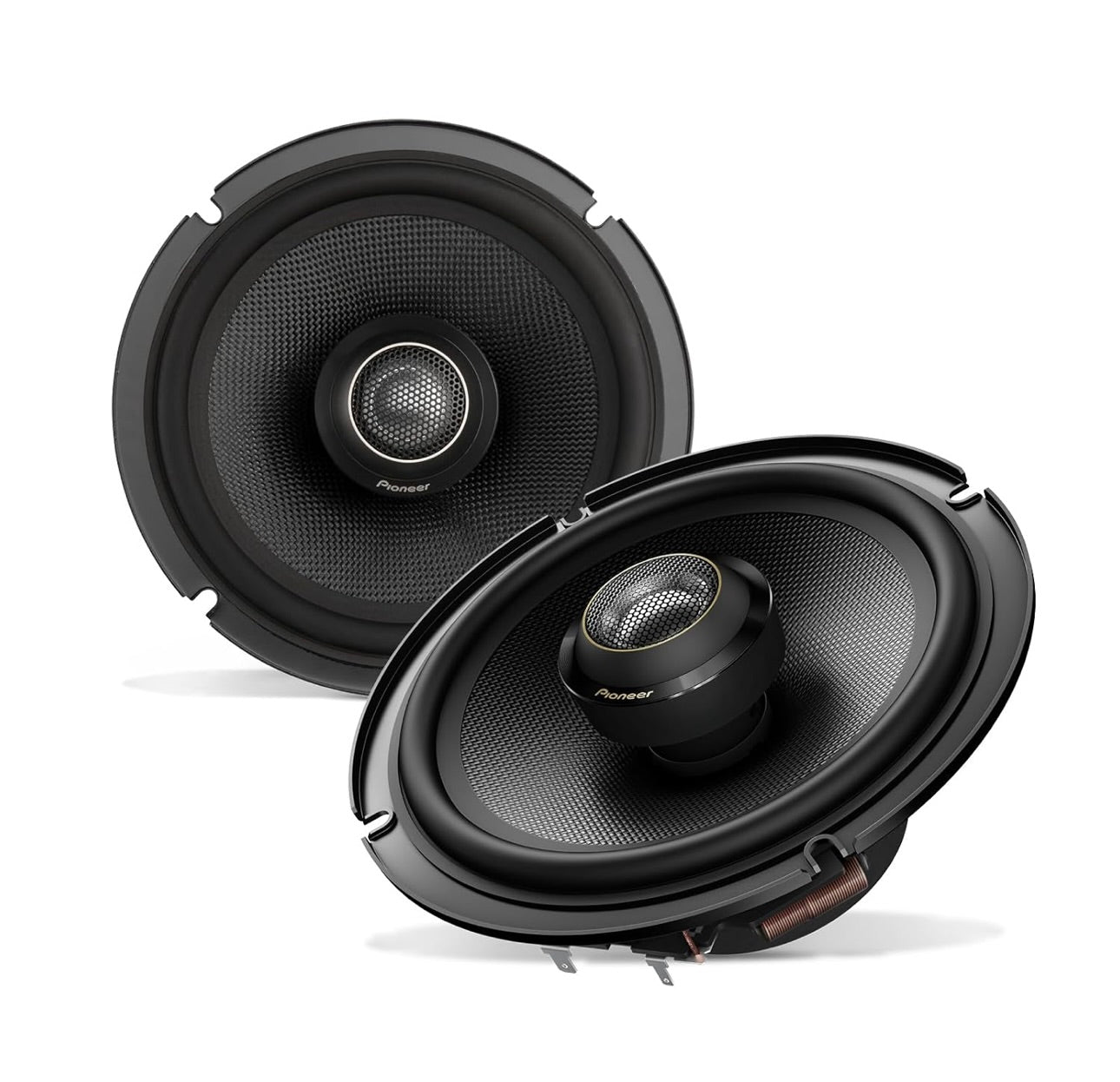 Pioneer TS-Z65F, 2-rigting koaksiale motoroudio luidsprekers, volle reeks, oop en gladde klankgehalte, maklike installasie en verbeterde bassreaksie, swart 6.5” ronde luidsprekers