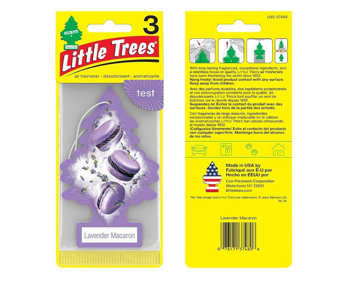 LITTLE TREES Car Air Freshener Hanging Tree Long Lasting Scent- Lavender Macaron (24)