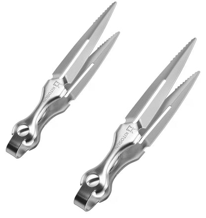 Hookah Tongs 8.8 Inches Long Sturdy Accessories with Poker Heavy Duty Iron Shisha Charcoal Coals Clips (Chromium - 2PCS)