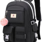 Backpack for Girls Laptop Backpacks 15.6 Inch College Cute Bookbag Anti Theft Primary Elementary School Bag Casual Daypack for Students Teens Girl Women (Black)