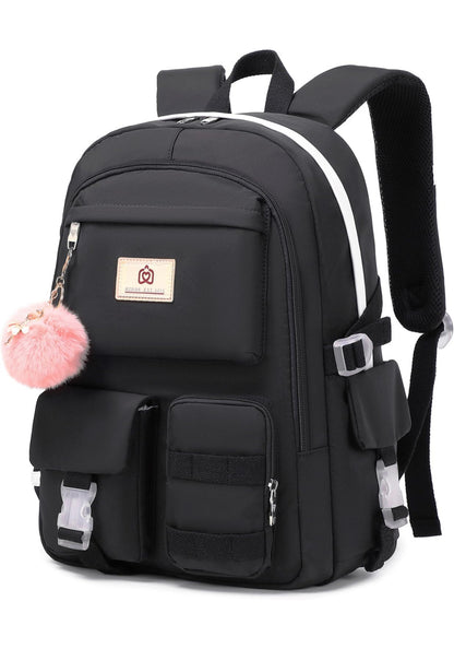 Backpack for Girls Laptop Backpacks 15.6 Inch College Cute Bookbag Anti Theft Primary Elementary School Bag Casual Daypack for Students Teens Girl Women (Black)
