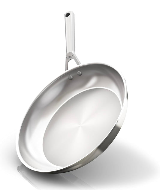 Ninja Everclad Kommersiële Graad Vlekvrye Staal Braaipan, Drielaag Panne, Oondveilig tot 315°C, Alle Stofies en Induksie Versoenbaar, Vlekvrye Staal, C90030