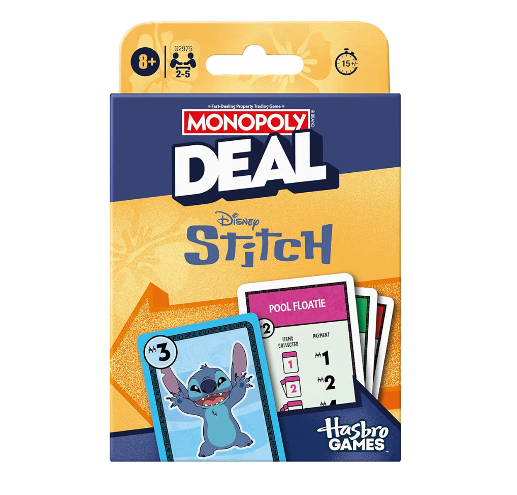 Monopoly Deal: Disney Stitch Edition Card Game | Based on Disney’s Lilo & Stitch Ages 8+| 2-5 Players