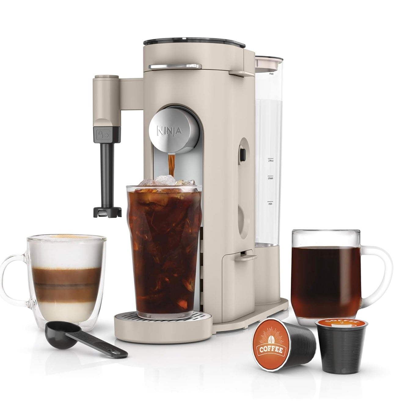 Ninja Pod & Grounds Specialty XL Single-Serve Coffee Maker, K-Cup Pod Compatible- Stone