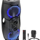 Portable Bluetooth PA Speaker System - 1000W Indoor/Outdoor Bluetooth Speaker PA System w/TWS, Recorder, Microphone in, Party Lights, USB SD Card Reader, FM Radio, Rolling Wheels PPHP82LB,Black