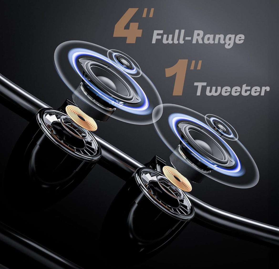 Sound System 1000W Speakers 5" UTV Sound Bar w/ RGB Waterproof 4 Woofer & 4 Tweeter, Bluetooth/FM/USB/AUX input