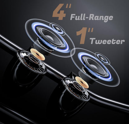 Sound System 1000W Speakers 5" UTV Sound Bar w/ RGB Waterproof 4 Woofer & 4 Tweeter, Bluetooth/FM/USB/AUX input