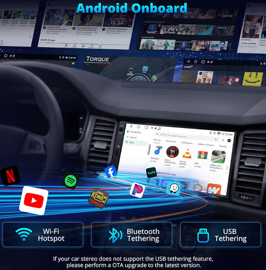 7" dubbel-din-motorstereo met GPS-navigasie in die paneelbord, draadlose CarPlay en Android Auto, WiFi/USB/Bluetooth, ingeboude versterker en DSP, KI-klets, verdeelde skerm motorradio