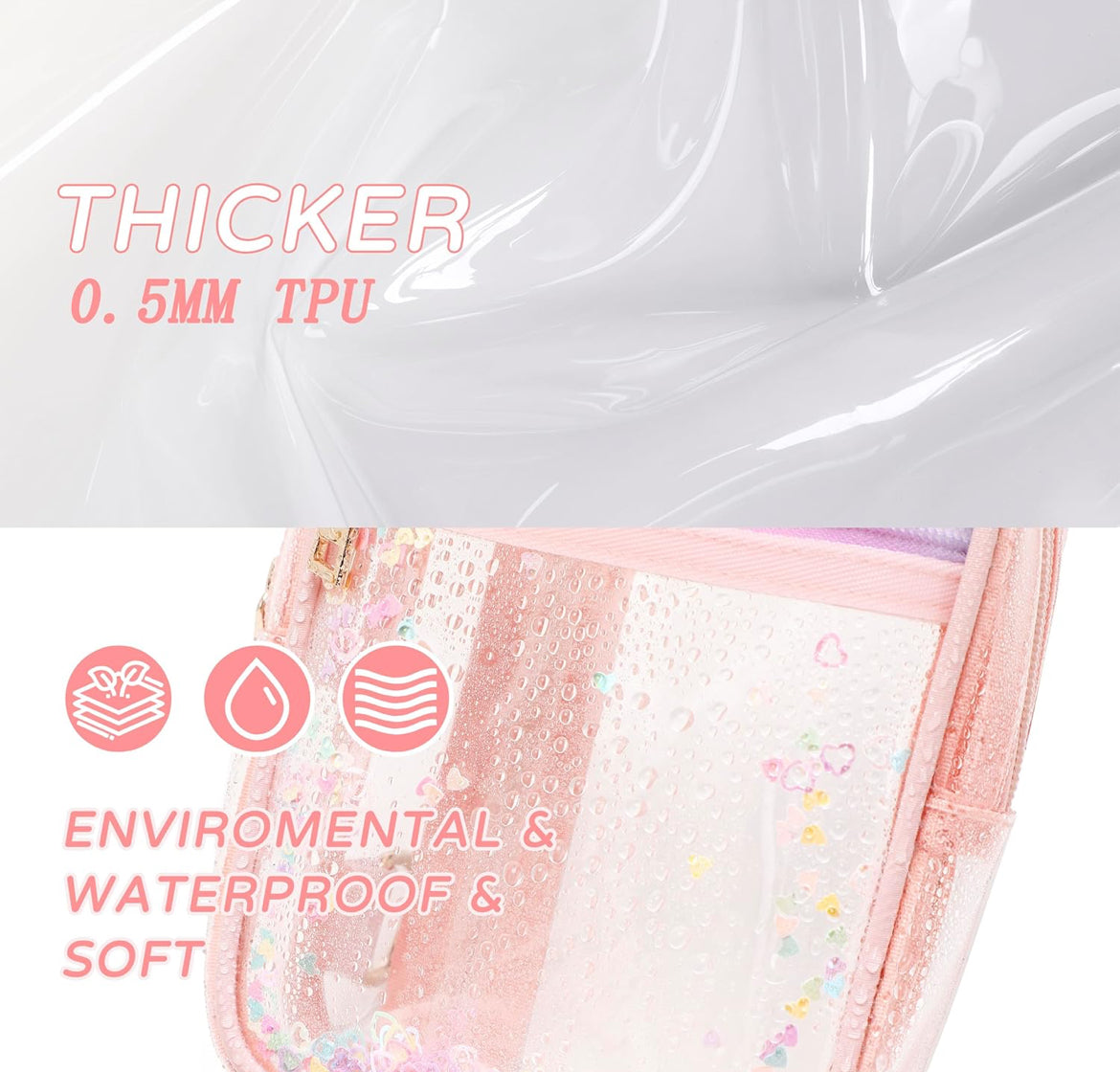 Clear Crossbody Bags for Women Girls Stadium Approved Sling Pack Bag Shoulder Belt Purses Transparent Chest Backpack