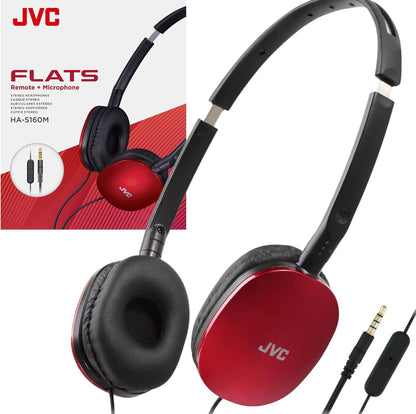 JVC Flats Oorfoon-koptelefoon - Plat opvoubare ontwerp - 30mm-drywer vir kragtige klank - Sagte oorkussings vir gemak - Staalhoofband - Liggewig en draagbaar - 3.5mm slanke prop - HAS160M