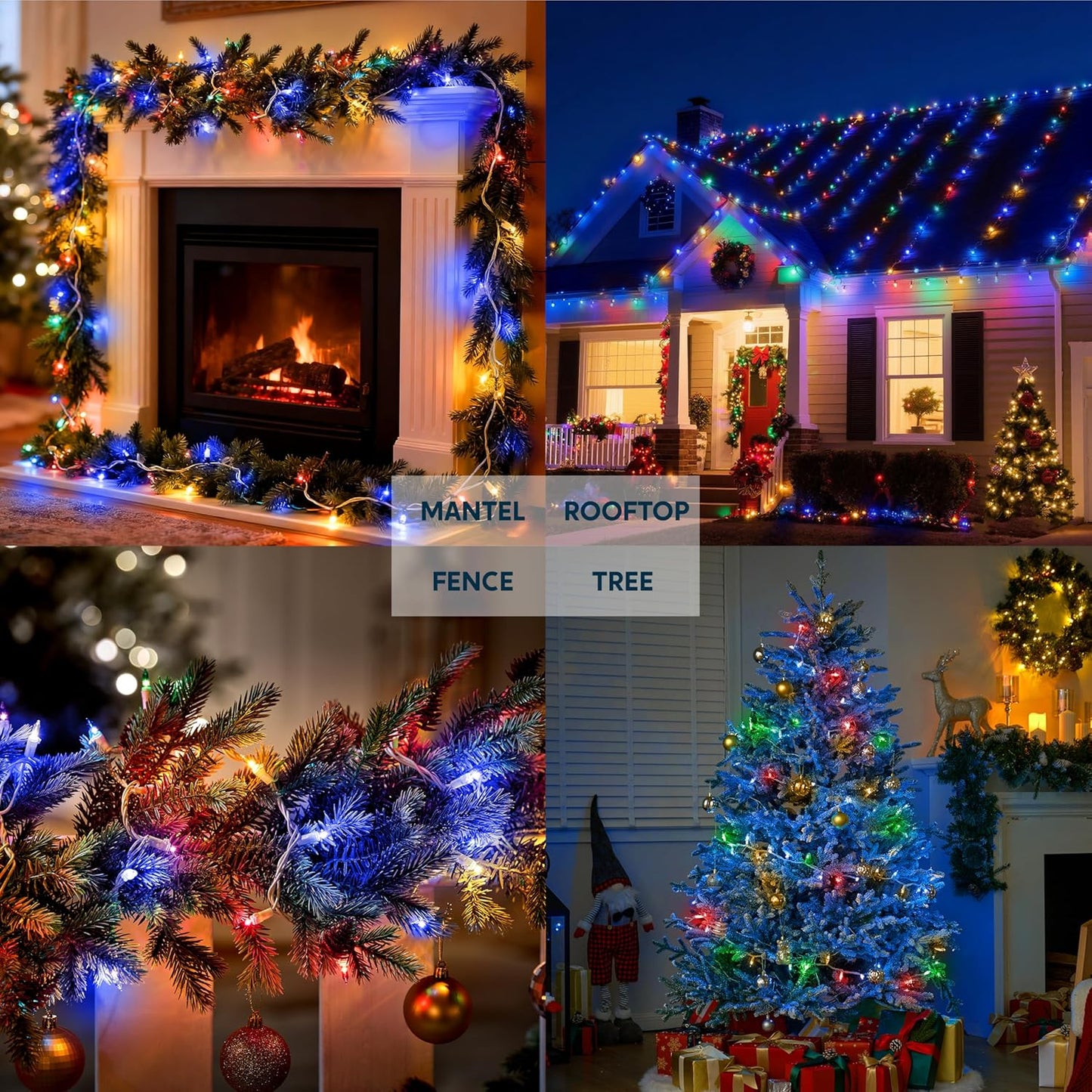 Kersliggies Buiten, 100 gloeilampies 6.5m String Versierings (Blou) - Wit Draad