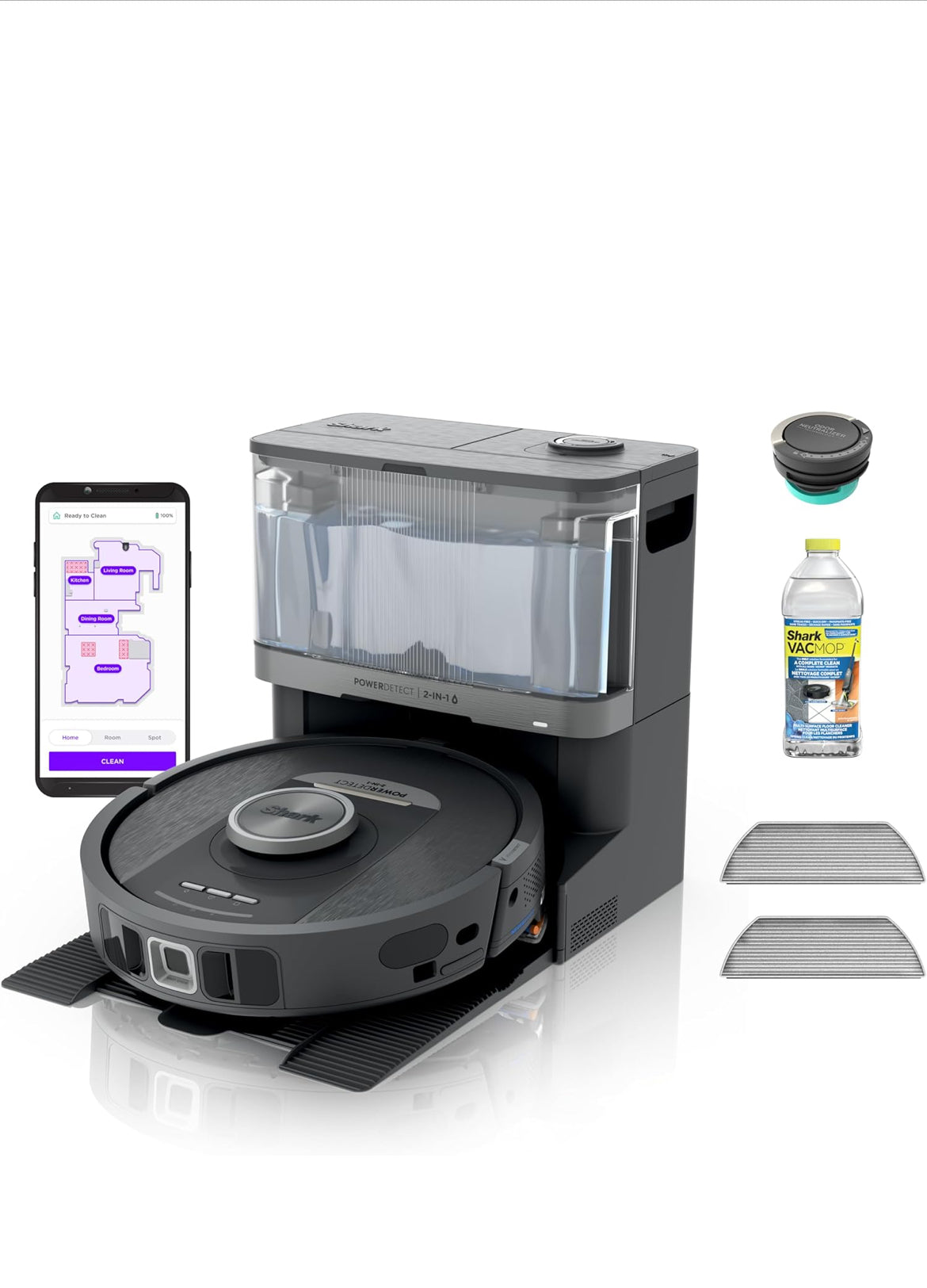 Shark Robot Vacuum & Mop Combo, PowerDetect NeverTouch, Self-Emptying & Self-Refilling