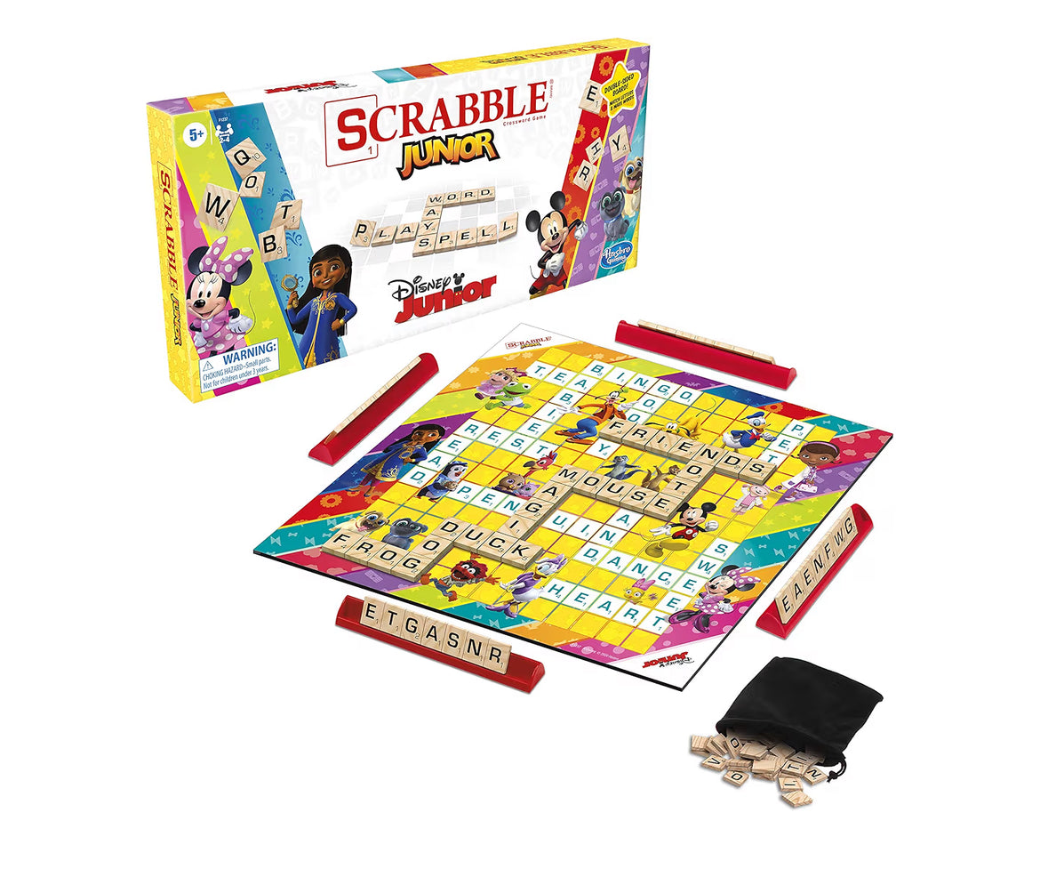 Hasbro Gaming Scrabble Junior: Disney Junior Edition Board Game for Kids - Double -Sided Game Board - Matching Word Game