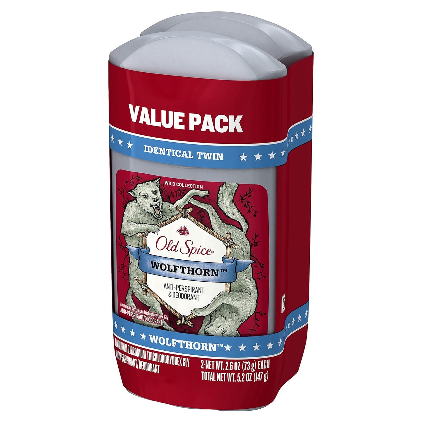 Old Spice Wild Collection Invisible Solid Anti-Perspirant and Deodorant, Wolfthorn Scent - 2.6 Oz Ea, 2 Count