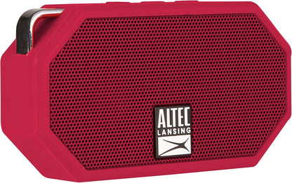 Altec Lansing Mini H2O - Waterdigte Bluetooth-luidspreker, IP67-gesertifiseer en dryf in water, kompakte en draagbare luidspreker vir stap, kamp, swembad en strand, rooi