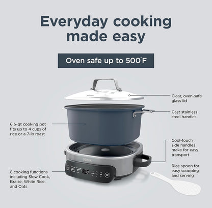 Ninja MC1101 Foodi Everyday Possible Cooker Pro, 8-in-1 Veelsydigheid, 6.5 QT, Eenpot-kook, Vervang 10 Kookgereedskap, Vinniger Kook, Gesinsgrootte Kapasiteit, Verstelbare Temperatuurbeheer, Middernagblou