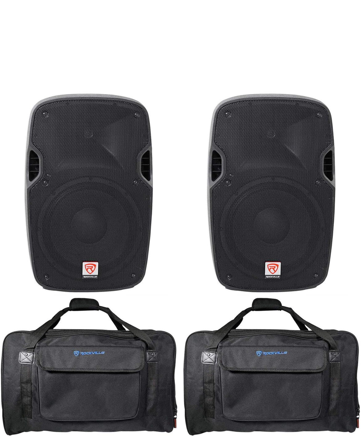 (2) Rockville SPGN128 12" 2400W DJ PA Luidsprekers 8-Ohm+Luidspreker Drasakke BUNDEL