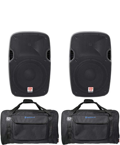 (2) Rockville SPGN128 12" 2400W DJ PA Luidsprekers 8-Ohm+Luidspreker Drasakke BUNDEL
