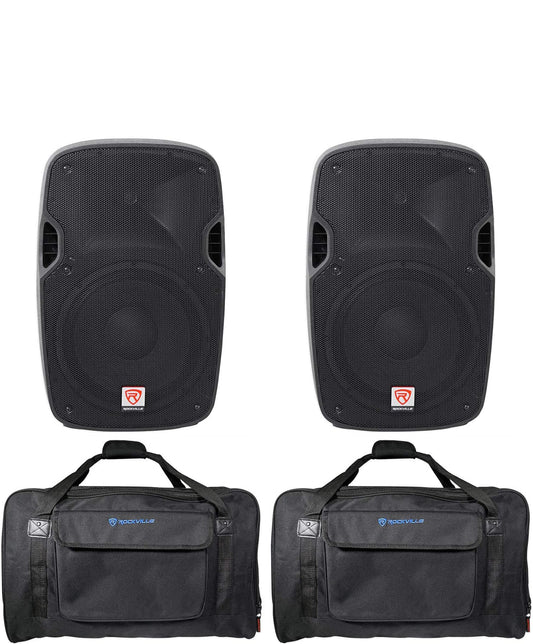 (2) Rockville SPGN128 12" 2400W DJ PA Speakers 8-Ohm+Speaker Bags BUNDLE