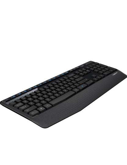 Logitech K345 Draadlose Sleutelbord - Volgrootte Sleutelbord met Polsrus, 2.4 GHz Draadlose USB-ontvanger - vir rekenaar, skootrekenaar