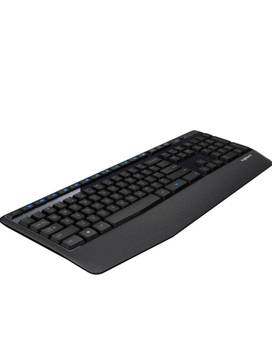Logitech K345 Draadlose Sleutelbord - Volgrootte Sleutelbord met Polsrus, 2.4 GHz Draadlose USB-ontvanger - vir rekenaar, skootrekenaar