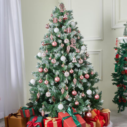 (66 PCS) Christmas Balls Ornaments Set, Pink Shatterproof Plastic Christmas Tree Ornaments Decoration