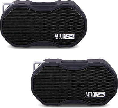 Altec Lansing Baby Boom XL - Waterdigte Bluetooth-luidspreker, Draadlose en Draagbare Luidspreker vir Reis en Buiteluggebruik, Diep Bas en Harde Klank, 2 Pak, Swart