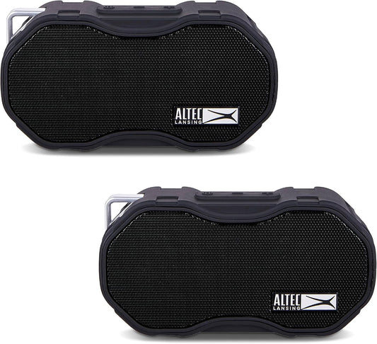 Altec Lansing Baby Boom XL - Waterdigte Bluetooth-luidspreker, Draadlose en Draagbare Luidspreker vir Reis en Buiteluggebruik, Diep Bas en Harde Klank, 2 Pak, Swart
