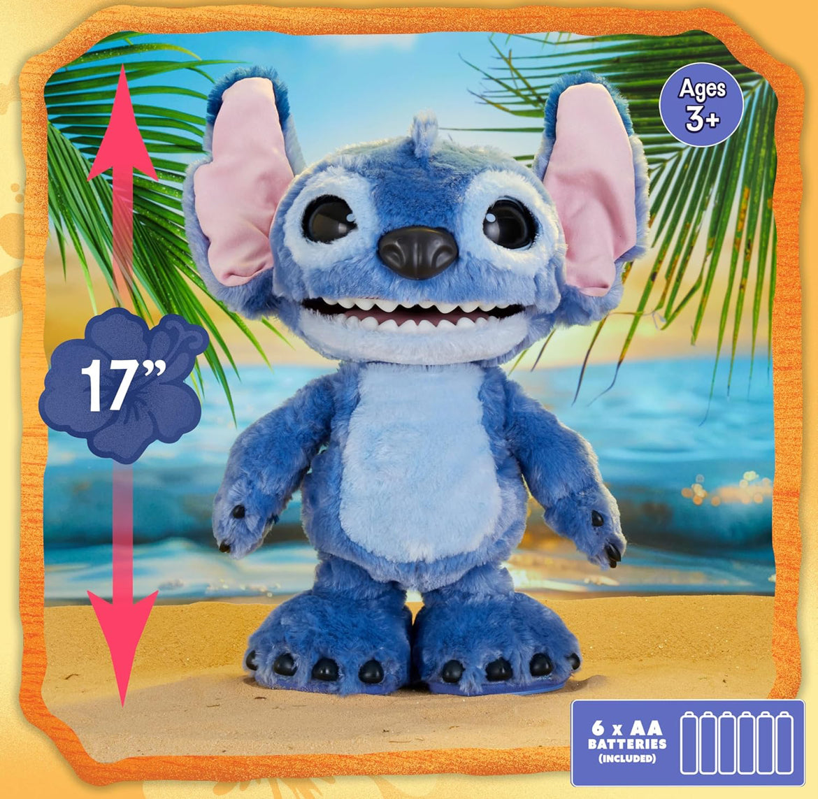Just Play Disney Stitch Ultimate Interactive 17" Plush Toy, 100+ Sounds & Reactions, Inspired by Disney’s Live-Action Lilo & Stitch Film