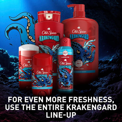 Old Spice Aluminum Free Deodorant for Men, 24/7 Odor Protection, 24/7 Freshness & Lasting Scent - Krakengard w/ Deep Ocean Scent (Pack of 3)