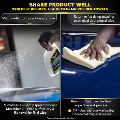 Meguiar's Ultimate Waterless Wash & Wax, Krasvrye Skoonmaaksproei 2-in-1 Detailer vir Glans (26 Oz)