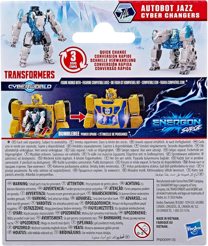 Transformers CYBERWORLD Autobot Jazz Cyber Changers Energon Surge 4-Inch Action Figure, Robot Toys - (Kids 6+)