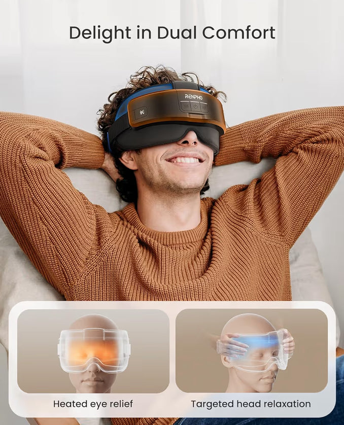 Eyeris Masc Head & Eye Massager - Headache Massager for Forehead Heated Face Mask with Heat, Massager Scalp Stress Relax