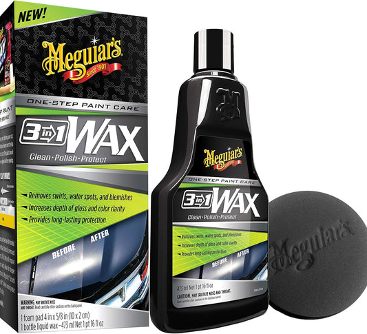 Meguiar's 3 In 1 Wax - Advanced Cleaner Wax that Blends Defect and Scratch Removal, Car Polishing for a High Gloss (16 Oz)