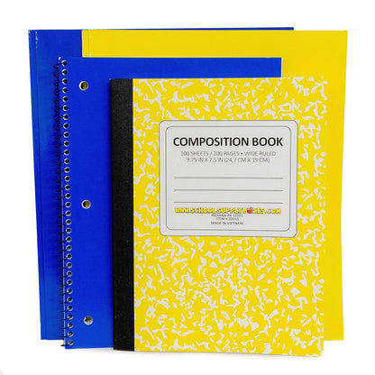 Back to School Supply Box Grades K-5 - School Supply Boxes - 32 Piece School Supplies Kit Includes Markers, Crayons, Pencils, Scissors, Folders, Glue Sticks, Notebook, and Composition Book