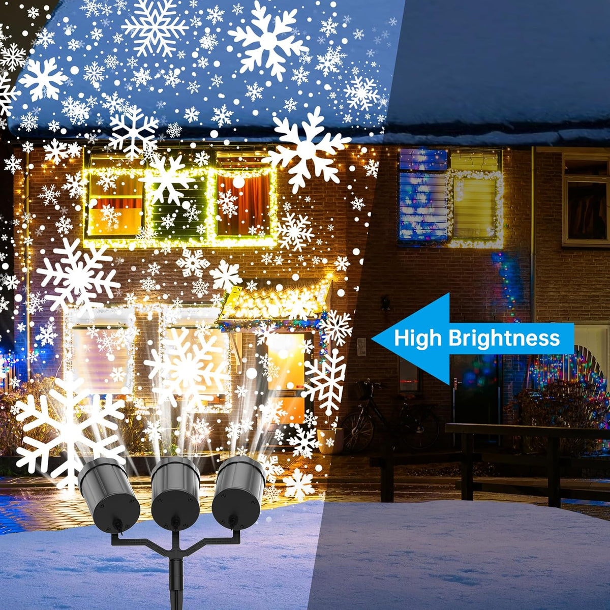 Christmas Outdoor Projector Lights, Dynamic IP65 Waterproof Snowflake Projector Decorations