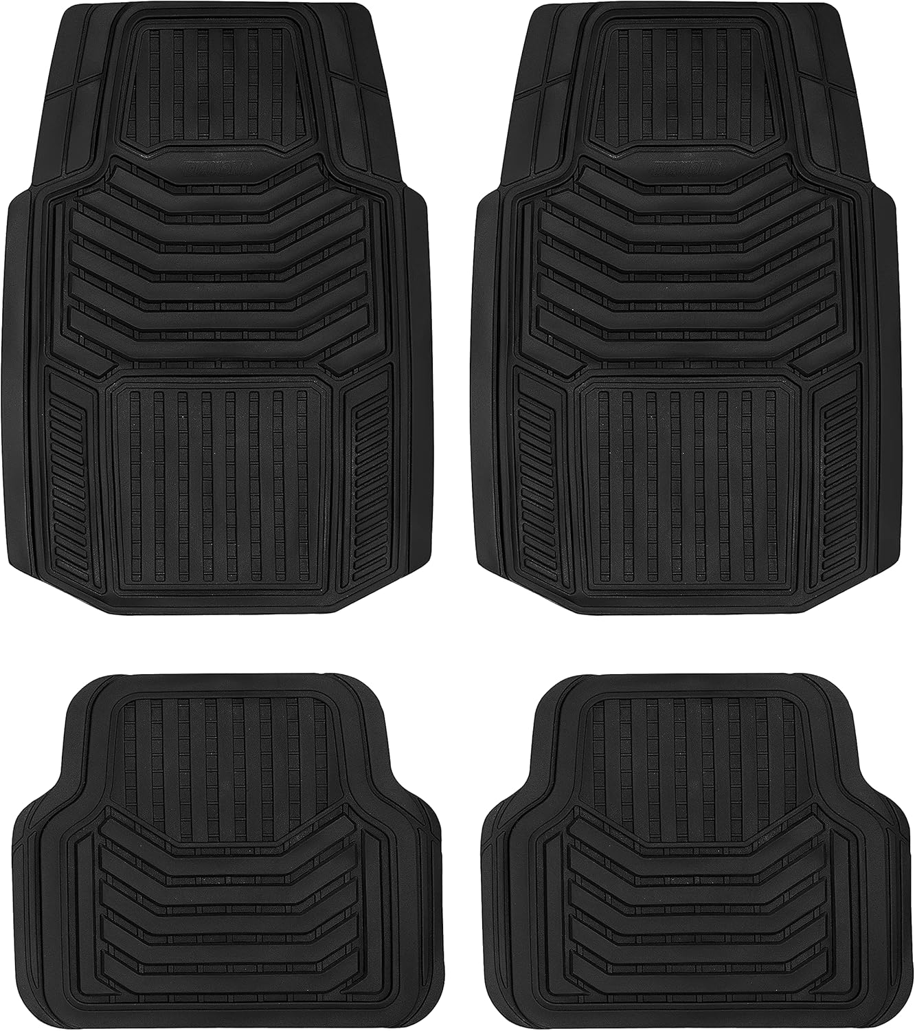 3D-Motorvoertuigvloermatte Dik Swaardiens Duursaam Universeel - Diamantswart Diepbak vir Motors Sportnutsvoertuie Minibusse Vragmotors