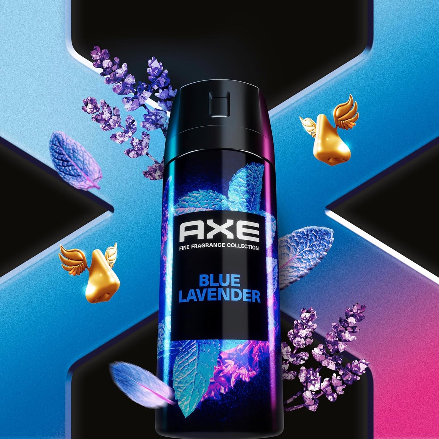 AXE Fine Fragrance Collection Premium Deodorant Body Spray for Men Blue Lavender w/ 72H Odor Protection - 4 oz (Pack of 2)