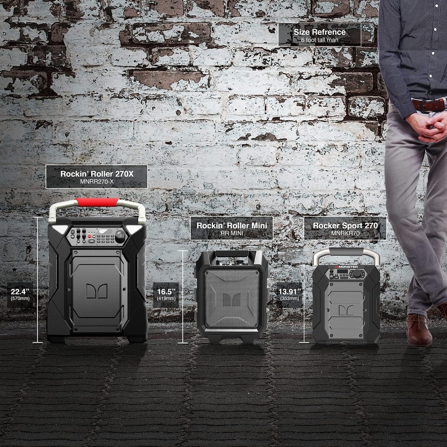 Monster Rocker 270 Sport | Portable Indoor/Outdoor Wireless Speaker, 60 Watts, Up to 24 Hours Playtime, IPX4 Water Resistant, Connect to Another TWS Speaker