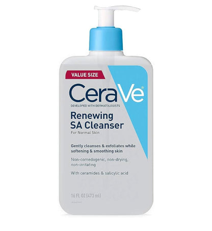CeraVe Renewing Salicylic Acid Cleanser, geformuleer met hialuroonsuur, niasinamied en seramiede, nie-komedogeen en sonder geur (473 ml)