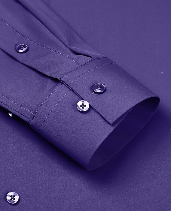 Mans Langmou Slim Fit, Spiervas, Kreukelvry, Knoop-af Rekbaar