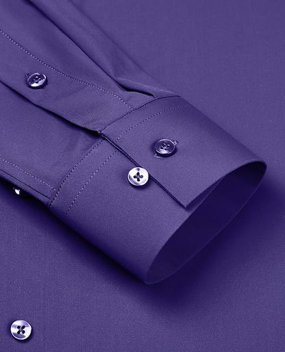 Mans Langmou Slim Fit, Spiervas, Kreukelvry, Knoop-af Rekbaar