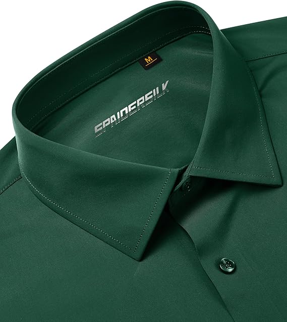 Mans Langmou Slim Fit, Spiervas, Kreukelvry, Knoop-af Rekbaar