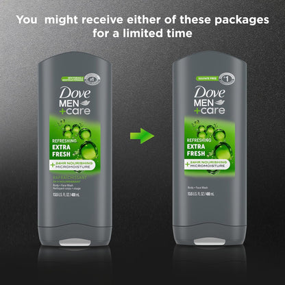 Dove Men+Care Body and Face Wash Refreshing Extra Fresh with 24HR Nourishing Micromoisture (Pack of 2)