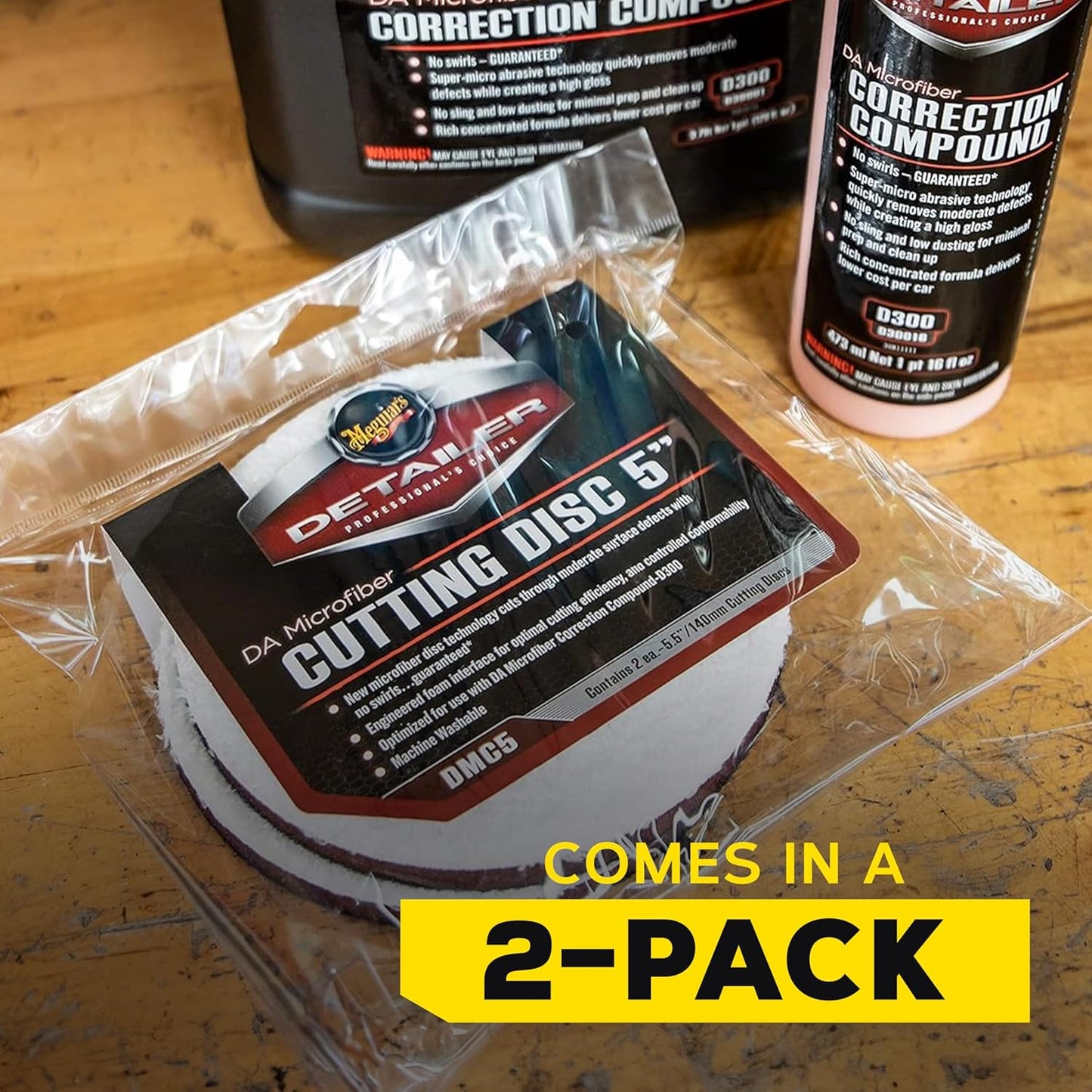 Meguiar's DA 5” Mikrovesel Sny Skyfblokkies Versoenbaar met 'n DA Polisher vir Motor Detailering - 2 Pak
