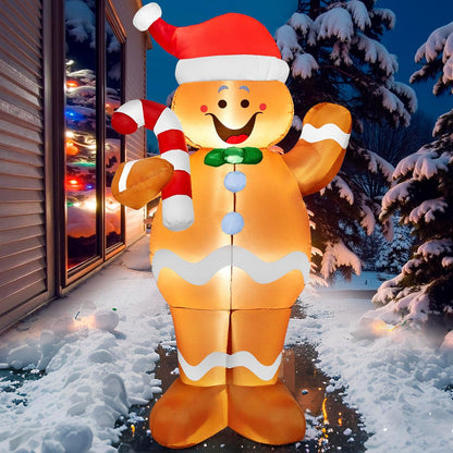 5 FT Christmas Inflatable Decorations, Christmas Blow Ups Gingerbread Man Yard w/ Candy Canes Decor