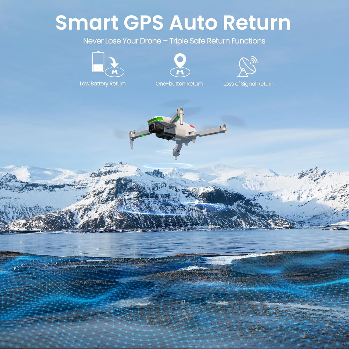 Drone w/ EIS 4K Camera, GPS Drone 5.0" Screen on Controller, 10KM Long Range, AI Track & Orbit Mode - Lightweight (Foldable)